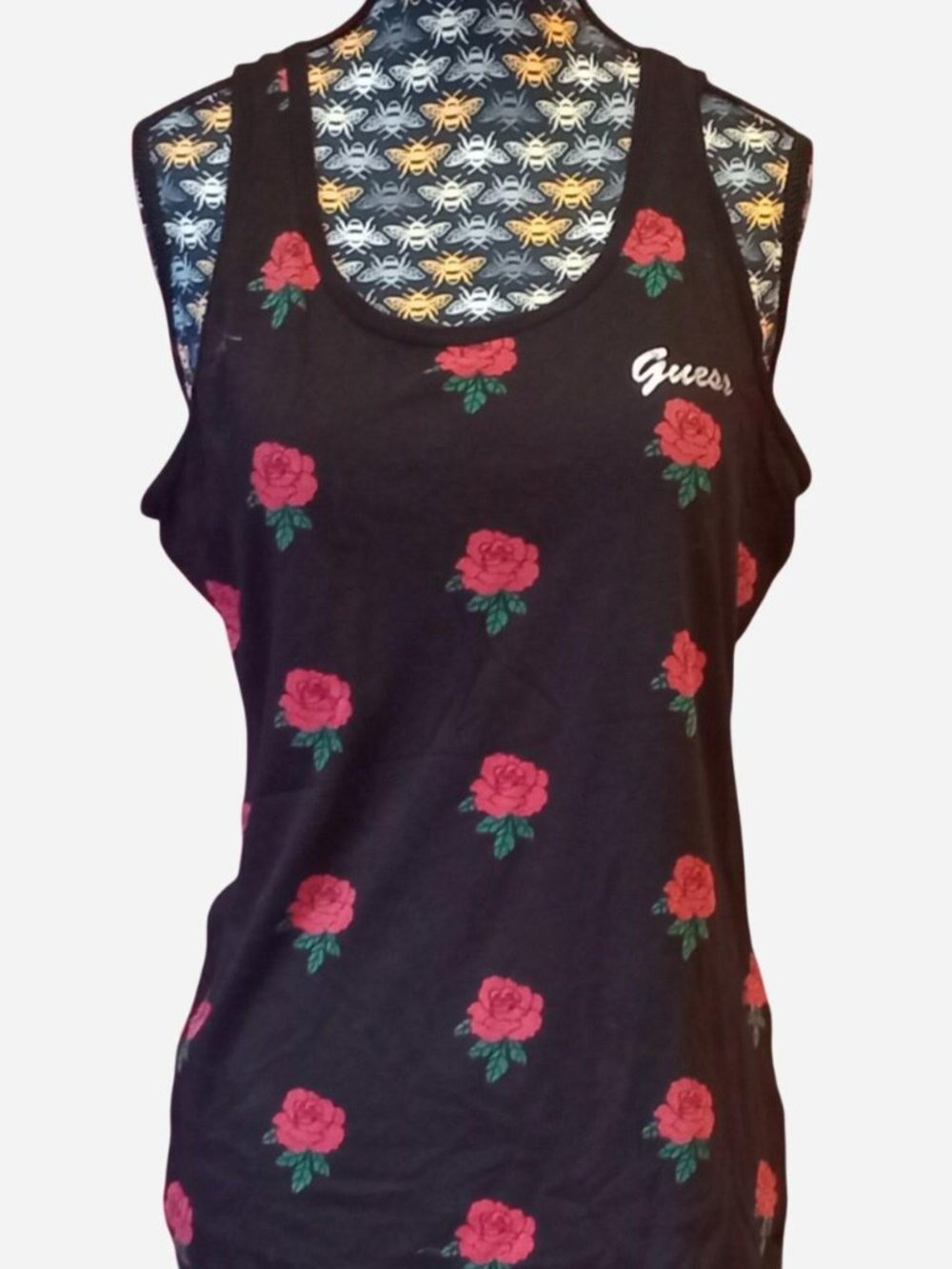 Black Guess rose tank top